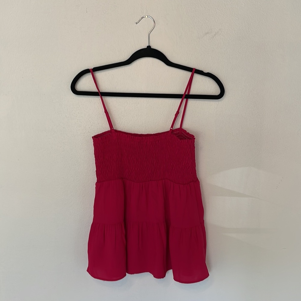 Hot pink Y2K style tiered babydoll tank